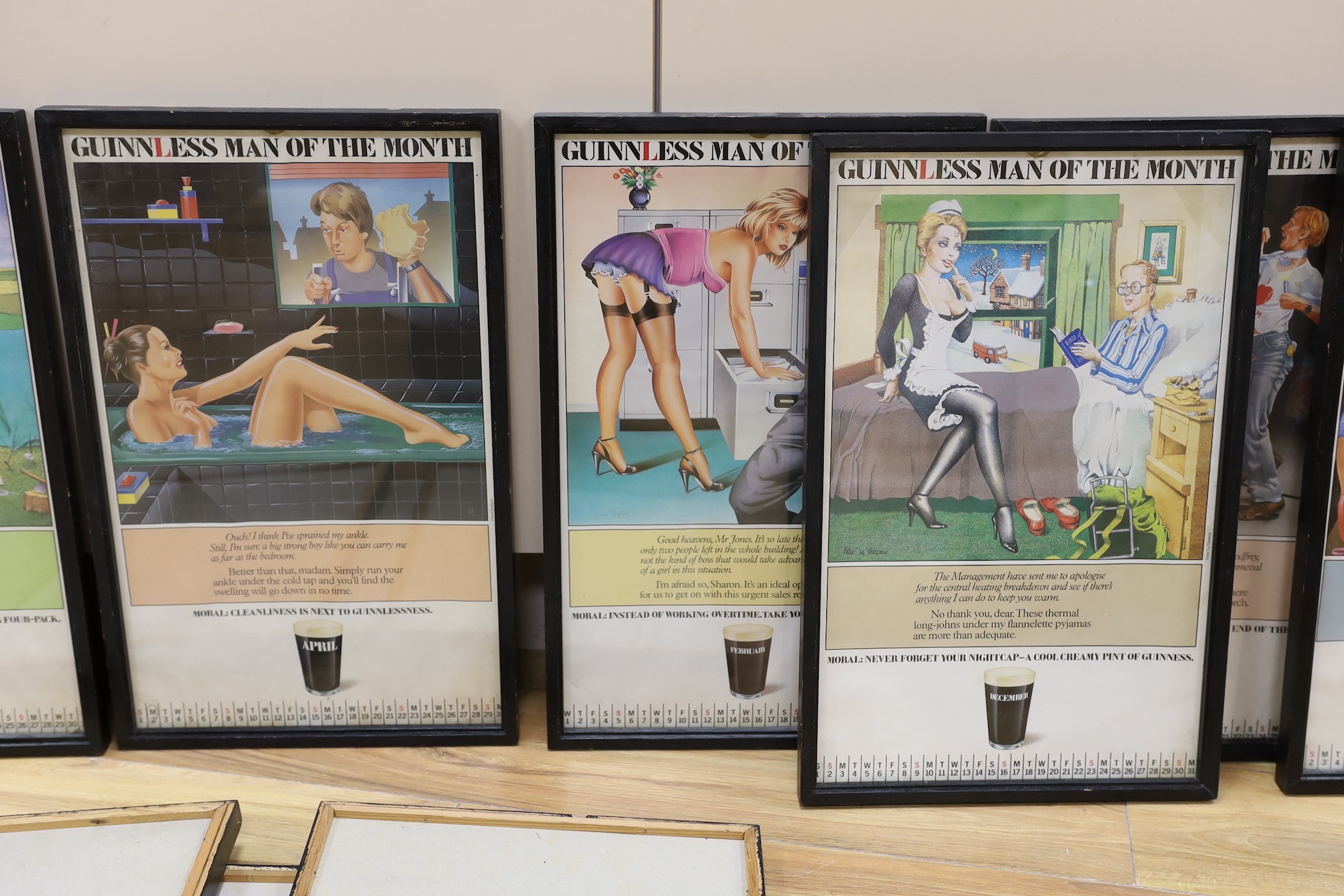 Guinness Advertising - 11 framed Guinnless man of the Month posters